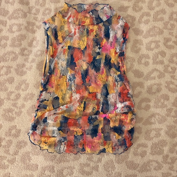 Free people nice try sheer muscle tank MED retro y2k artsy streetwear mesh L - Picture 3 of 6